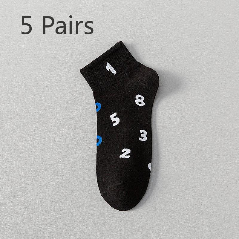 

5 пар летних тонких хлопковых дезодорирующих спортивных носков для студентов 5 Pairs чёрный
