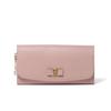 Flap Long Wallet Leather Cowhide Ribbon Decoration Vintage Hardware Antique Style Charm Included JSLW6ST1 "Honey" - Women's