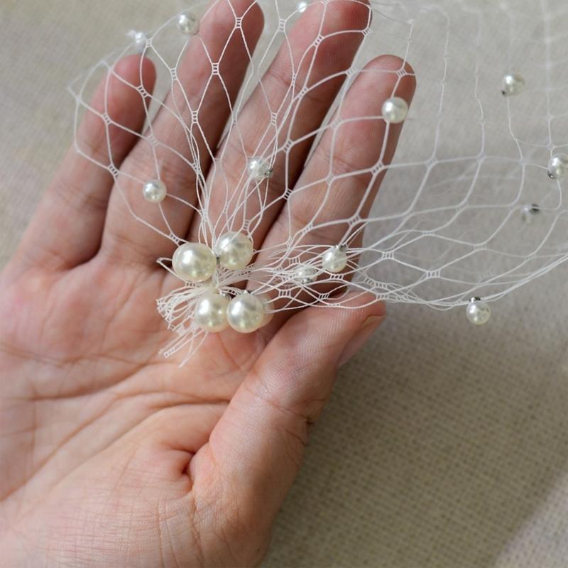 Perlen Brautschleier Gesichtsschleier Brautschleier Hochzeit Brautschleier Stilvoller Brautschleier Kopfbedeckung für Hochzeitsfeier