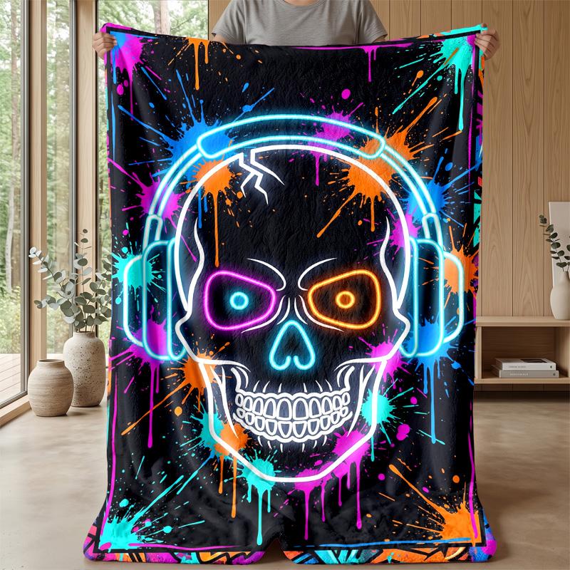 Neon Retro Game Controllers Theme blanket Lightweight Warm Flannel Blanket Decorative Throw Blanket for Home Decoration