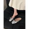 Flache Sohle Silber sanfte Tasche Kopf Halbschuhe Feenschuhe tragen neu Frühling Schleife einzelne Schuhe