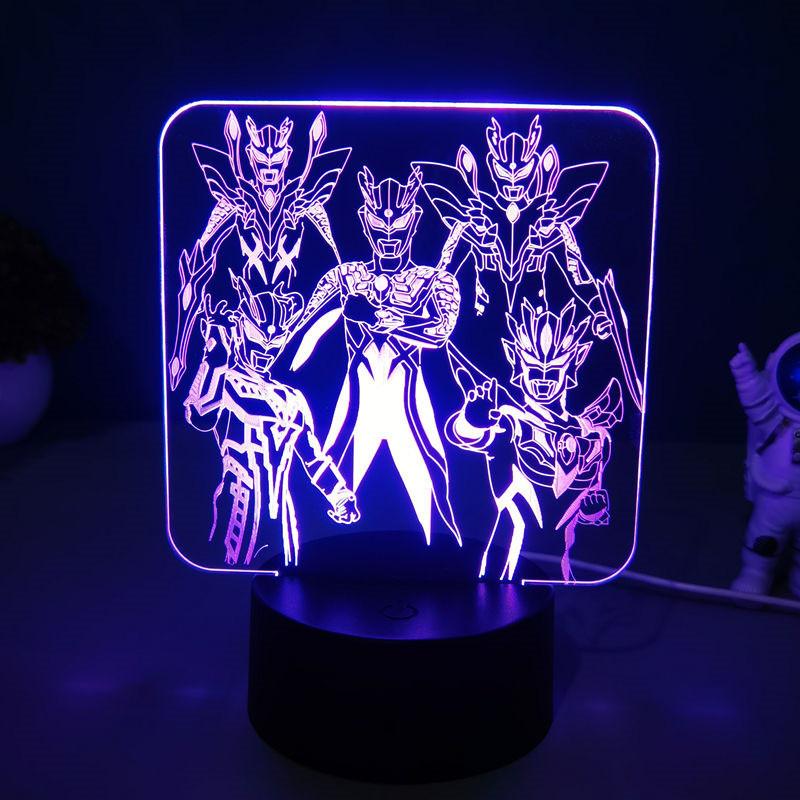 Led Cartoon Ultraman Bedroom Sleep Bed 3d Creative Desk Lamp Usb Straight Insert