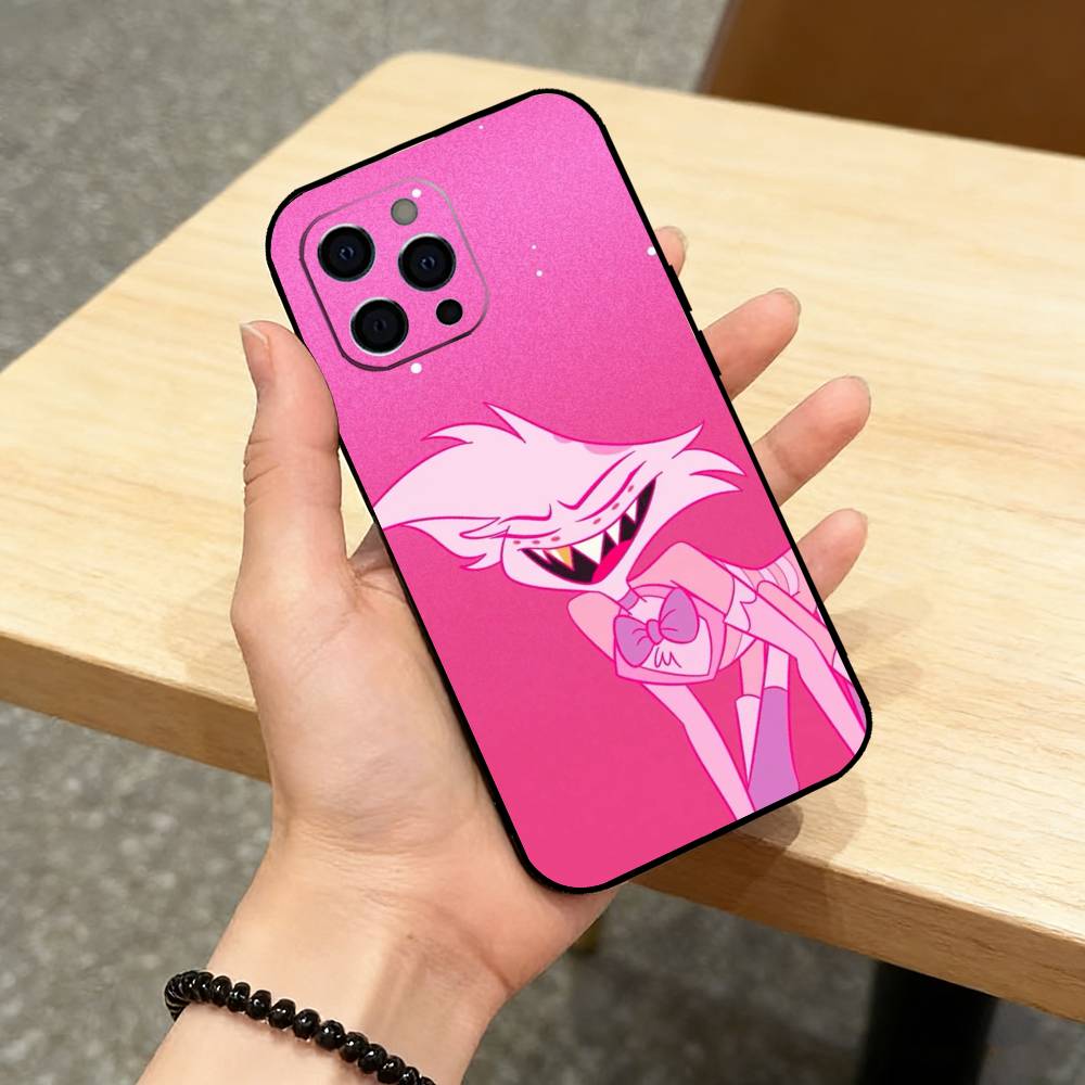 A-Angel Dust H-Hazbin H-Hotel  Phone Case For iPhone 17,16,15,14,13,12,11 Plus,Pro Max,XS,Soft Silicone Black Cover