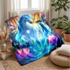 Magical Unicorn Among Lotus Theme Blanket Lightweight Warm Flannel Blanket Decorative Throw Blanket for Home Decoration