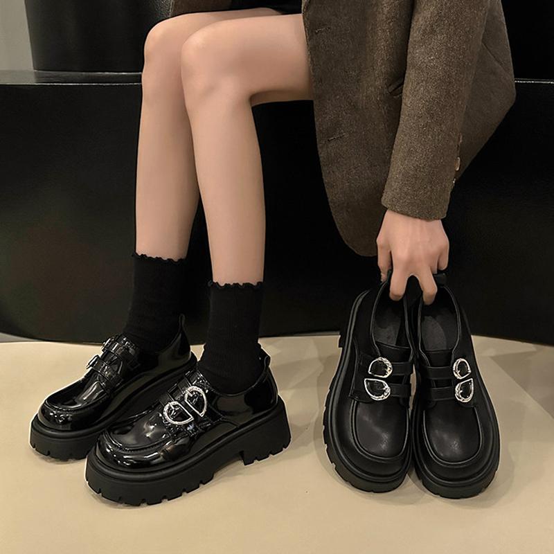 Fashion Uniform Shoes Small Leather Shoes Female British Girl Japanese Wild Black Retro Mary Jane Shoes Women Platform Oxford Shoes