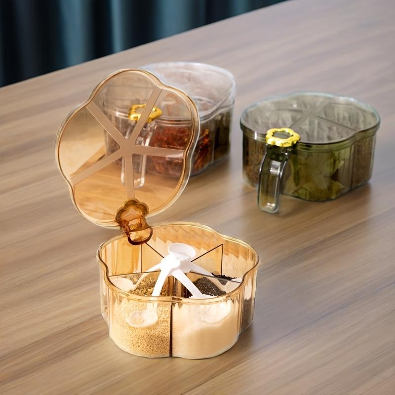 

Kitchen seasoning box for household use, sealed and moisture-proof, with five compartments for storing salt, monosodium glutamate seasoning 3pcs