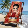 Custom Name Personalized Betty Boop Print Beach Towel, for Trip Camping Beach Party Home Decor, Birthday Gift for Family & Friends