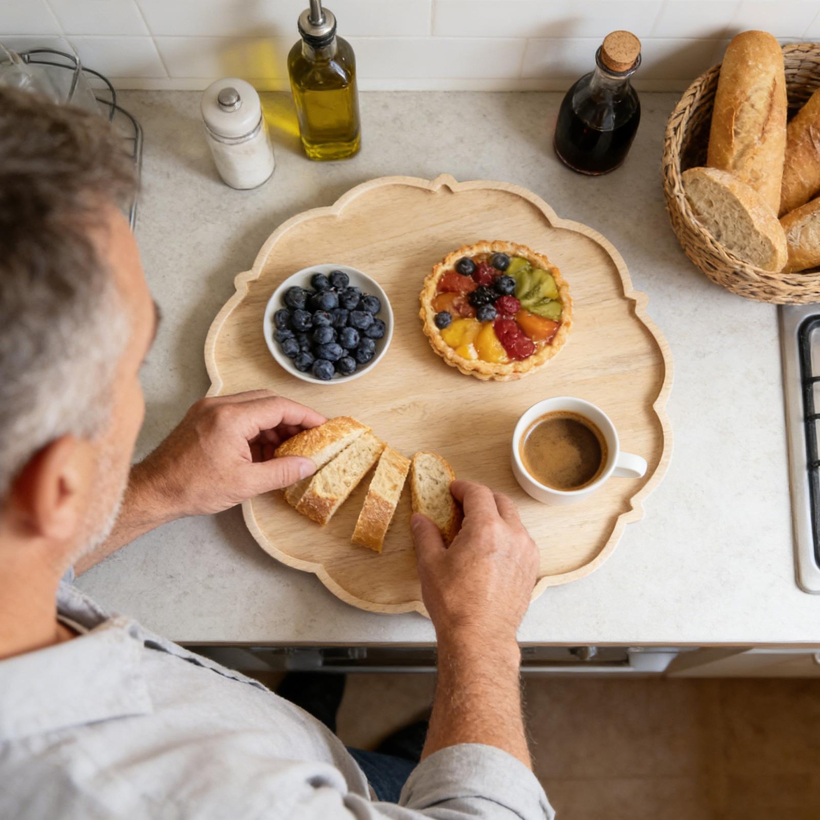 

Wooden Tray Flower Shaped Decorative Food Tray Wooden Breakfast Platter For Home Living Room Table Cafe Patio BBQ Breakfast China Mainland
