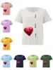 Women's Fashion Red Heart Shape Print Shot Sleeve T-shirt Loose Cotton Shirt Casual Loose Summer Blouse Tops Plus Size