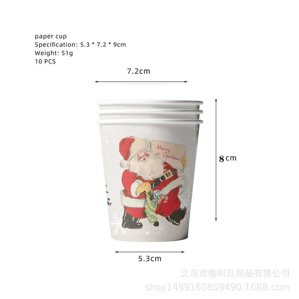 Christmas Themed Party Supplies Santa Decoration Tableware Disposable Paper Plates Paper Cups Paper Towels Flag Tablecloth
