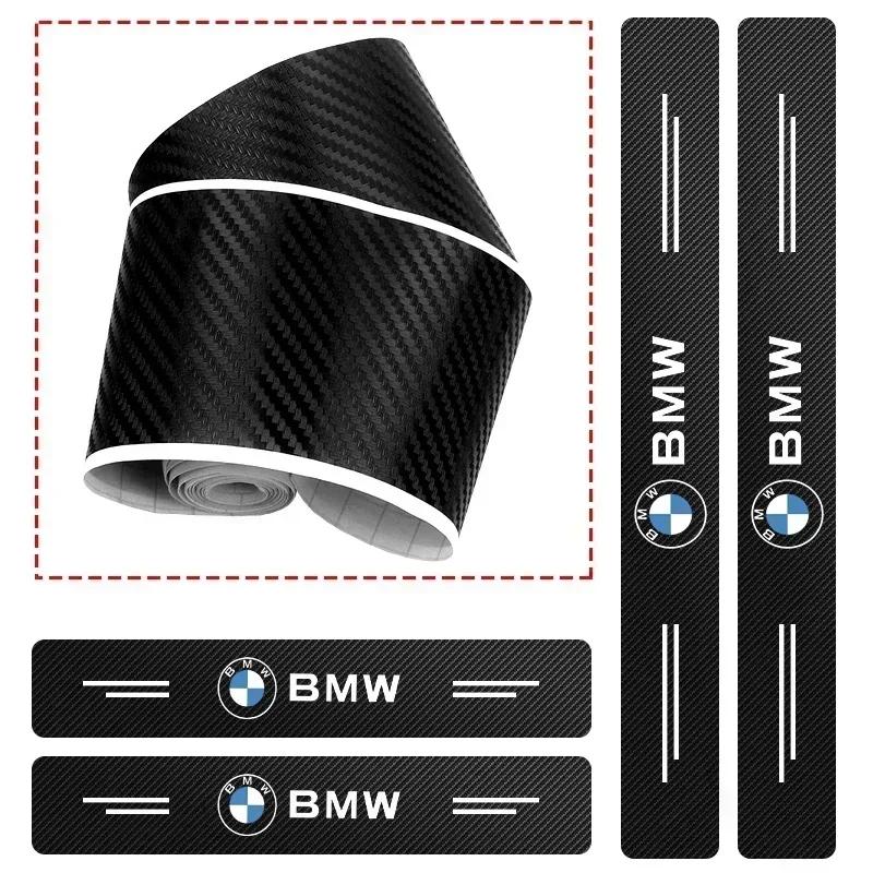 XUREI1 E46 B3 For BMW 4Pcs Carbon Fiber Car Door Threshold Plate Stickers For BMW M M3 M5 F10 F30 F20 E28 E30 E34 E36 E39 E46 E91 Perfo