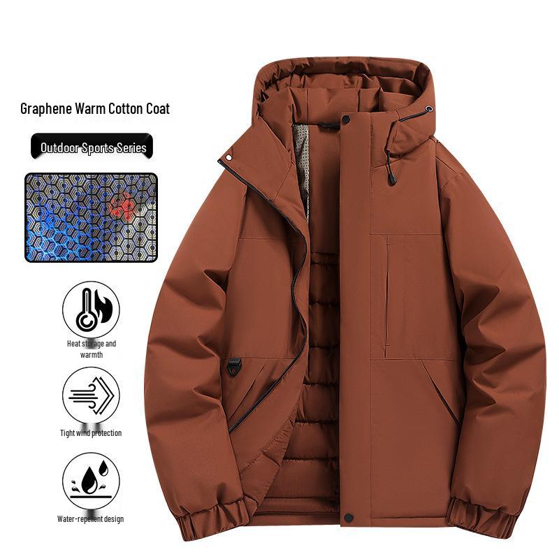 Graphene-Lined Men's Windproof Winter Jacket: Thick, Warm, Waterproof Outdoor Coat