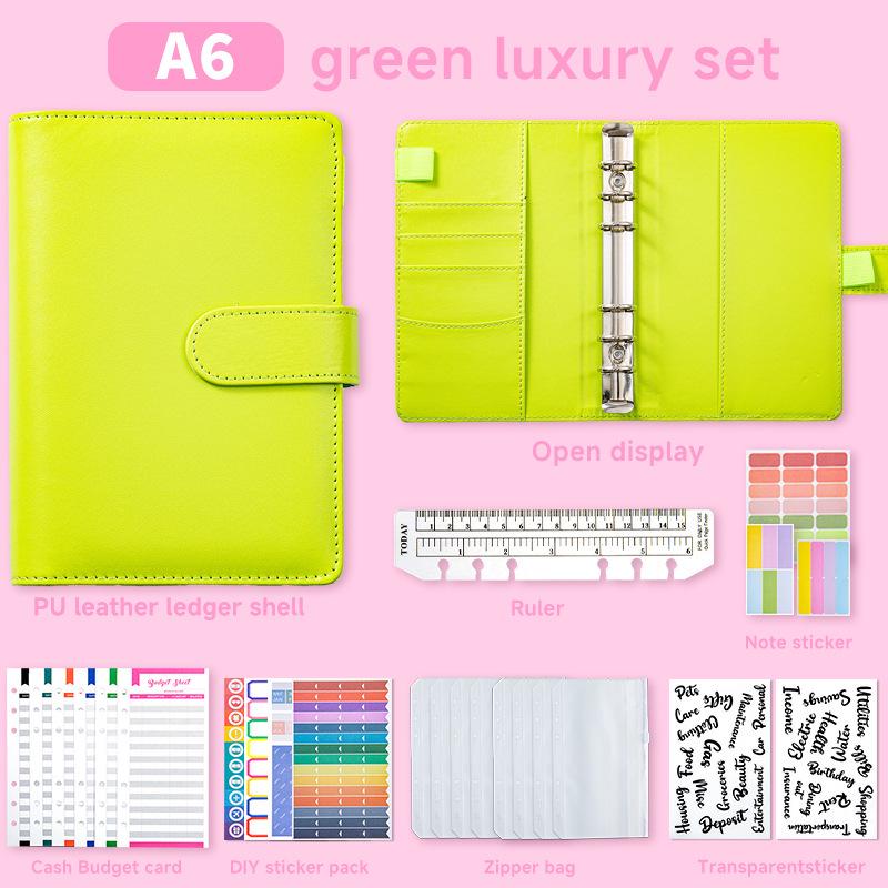 A6 Zipper Pouch Notebook: PU Leather Macaron Loose-Leaf Journal