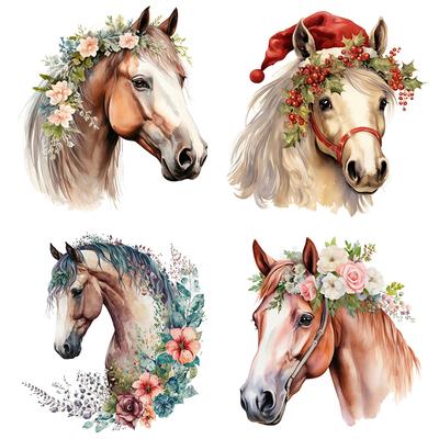 C225# Akvarel Nálepka na zeď Boho Horse Koupelna Toaleta Dekor Obývací pokoj Skříňka Lednička Samolepky pro domácí dekorace