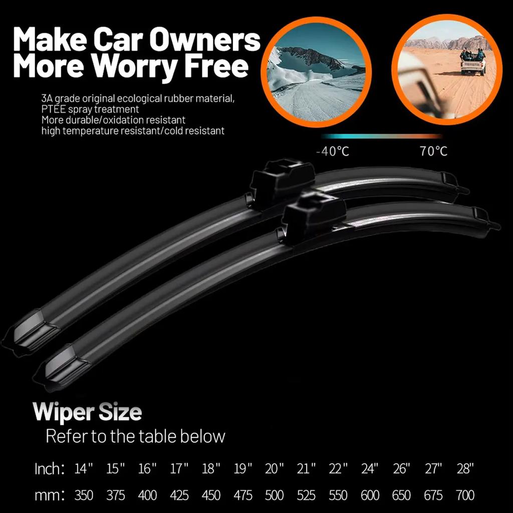 Front Windshield Windscreen Wiper Blades Carbon Fibre Wipers For Citroen C1 MK1 C2 Europe C3 Aircross 2005-2020
