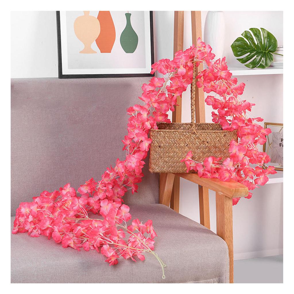 1.8m 256 Simulated Artificial Sakura Flower Garland Hanging Vines for Spring Home Room Wedding Party Decor
