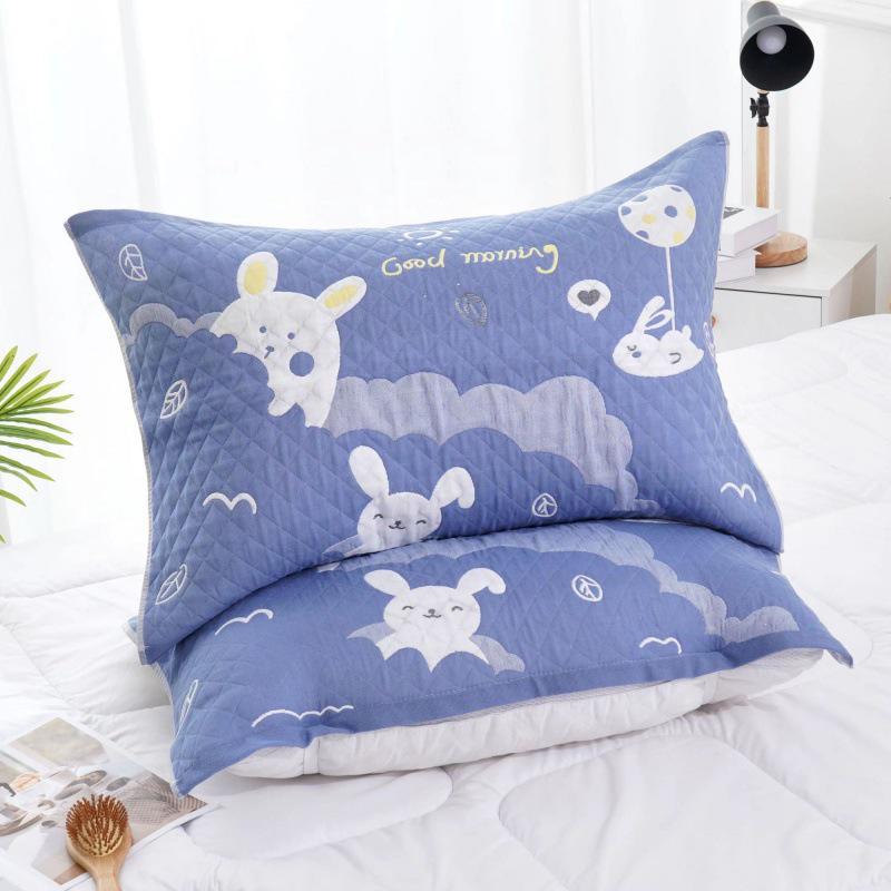 Yiwenwo Non-Slip Extra Large Cotton Gauze Pillowcase with Fixed Straps for Students & Adults