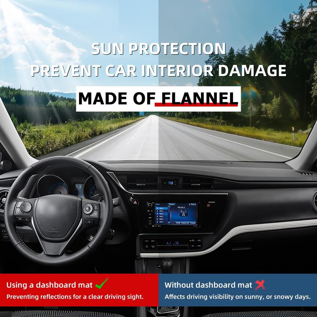 Dashboard Flannel Dash Cover Mat For Toyota Corolla 2014 2015 2016 2017 2018 Flannel  Fit Toyota Corolla Accessories Dash Cover Black Trim (Corolla