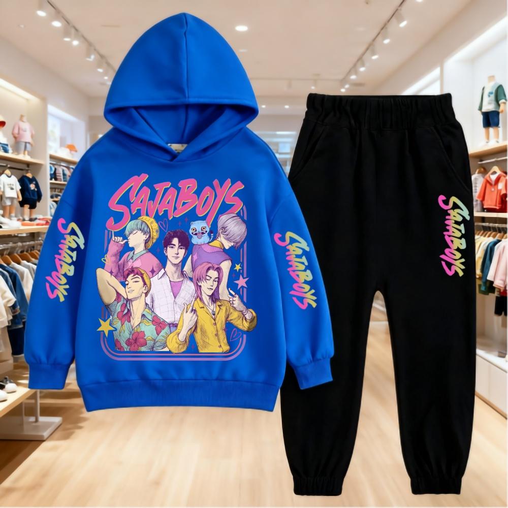 2026 KPop Dämonenjäger Druck Kleidung Kinder Kapuzenpullover 2er Set Hosenanzug Kinder Jungen Trainingsanzug Mädchen Kleidung Sport Trainingsanzüge