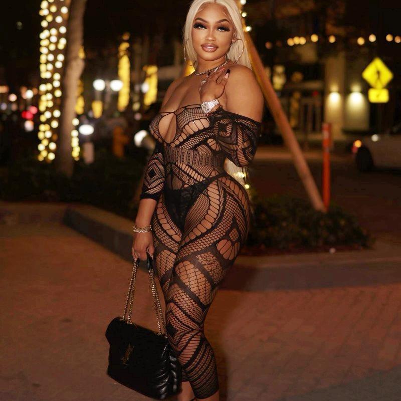 2024 Spring and Summer New Bodycon Women's Slim Hip Lifting One-piece V Neck Sexy Backless Sleeveless High Street Clothing