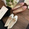 Sheepskin Version~ Letter Small Gold Buckle Shoes Soft-soled Mary Jane Shoes Women's Single Shoes Round Head Shallow Mouth Flat-soled Leather Shoes