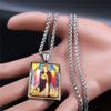 Archangel Saint Uriel Judaism Glass Stainless Steel Chain Necklace Silver Color Geometry Pendant Jewelry collier chaine NXS02