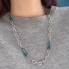 Necklace female design sense niche male personality green neutral chain jewelry does not fade sweet and cool long pin versatile
