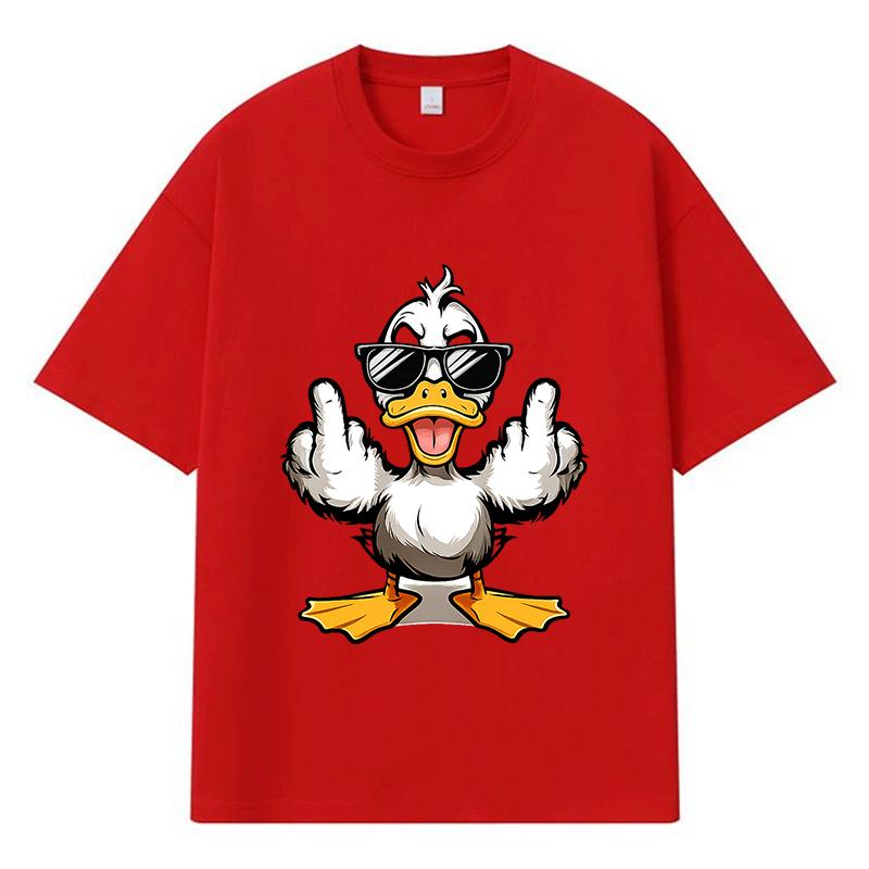 2026 Cool Duck Pattern Streetwear Y2k Harajuku Men Women Clothes 100% Cotton T Shirt Casual Oversized Summer Men T-shirt