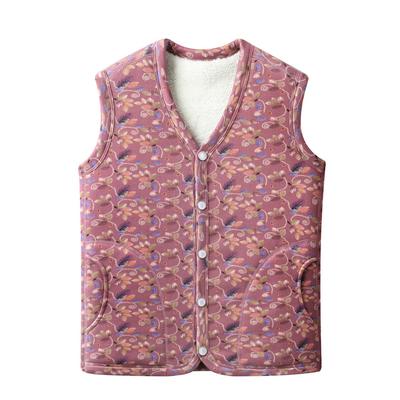 Nonna aggiunge gilet imbottito in velluto per autunno e inverno, cardigan gilet caldo per persone di mezza età e anziane, nuovo top con clip a cavallo per madre