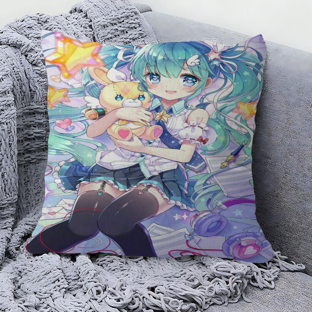 Amine H-Hatsunes-M-Miku Girls Pillow Cushion Cover Pillowcase Living Room Sofa Home Decor Customized 40x40 cm