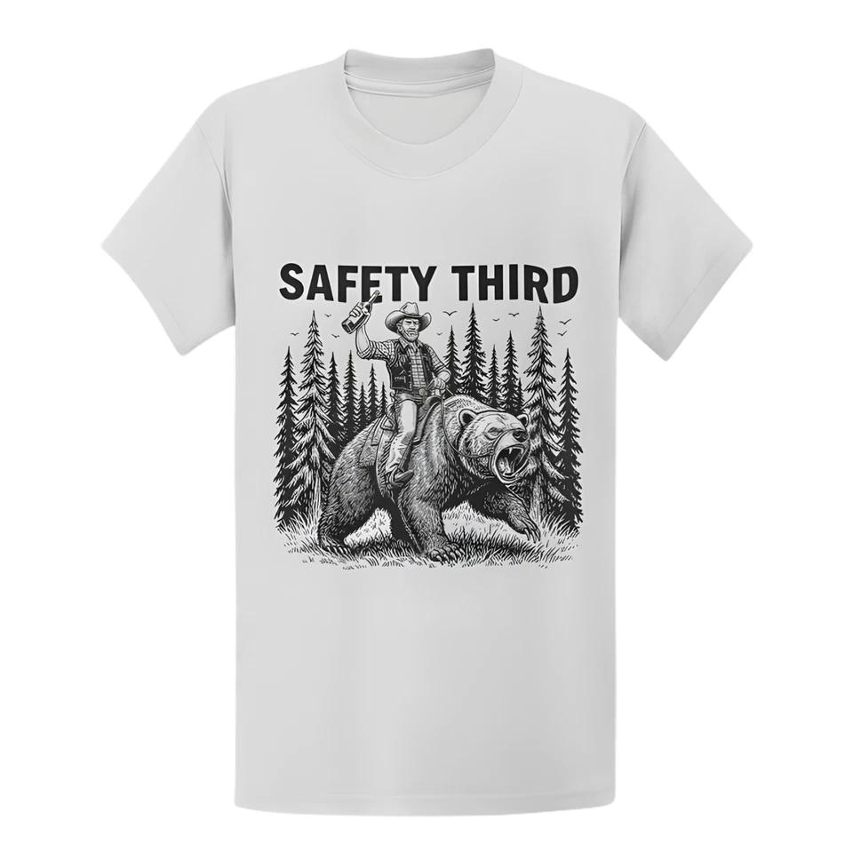 Safety Third Grizzly Bear T-Shirt - Funny Yellowstone Park Tee 3 3XL