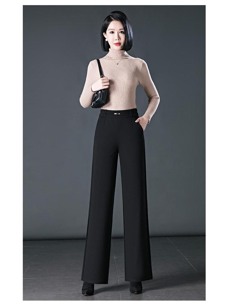 Pantalon de costume large taille haute pour femme - Grande taille, Coupe ample, Idéal pour le printemps et l'automne