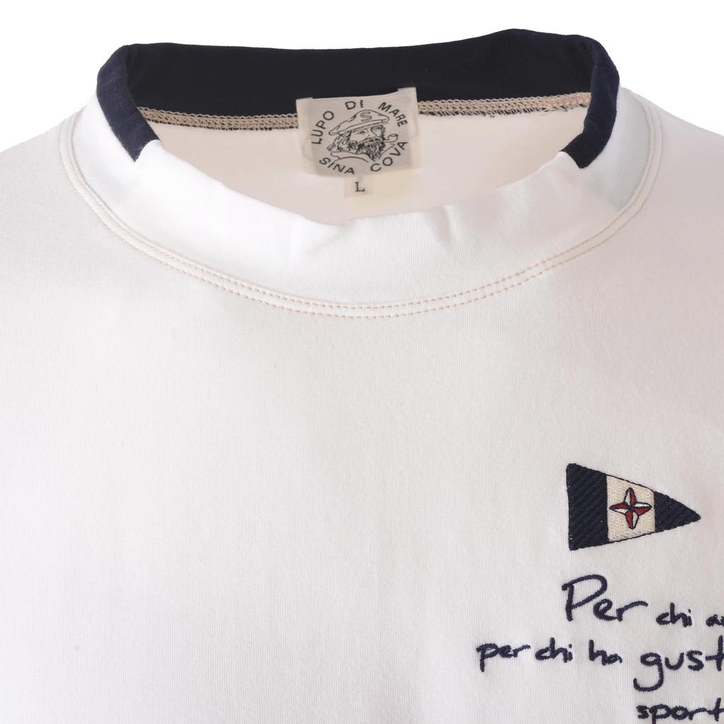 Sinacova Long Sleeve Mock Organic Slightly Color 25110040110L Men's T-Shirt, Neck, Cotton, Stretch, Blocks, Embroidery,