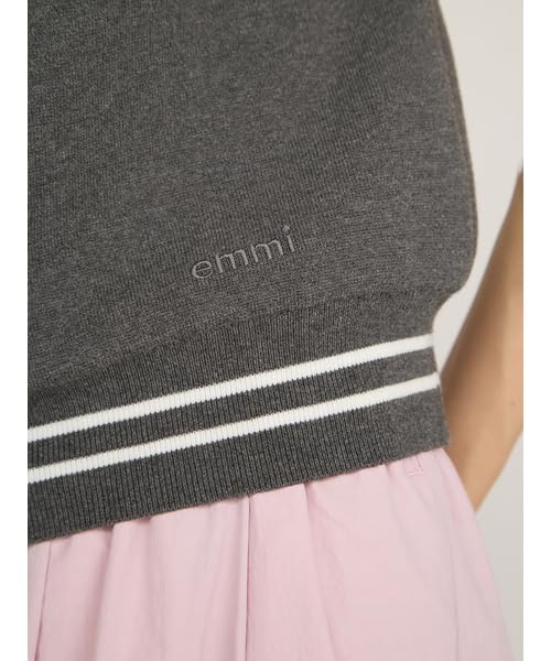 Emi Collared Knit Free Size Vest, 13WNT254087, Women's, Gray,
