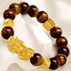 Gold-Plated Tiger Eye Pixiu Wealth Bracelet with Lucky Beads
