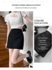 Summer 2024 Women's High Waist A-Line Black Skirt: Slim Fit, Short, Stylish