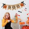 1 Set Rustic Halloween Banner "BOO" with Jack-O'-Lanterns & Pumpkins - Hanging Garland for Home, Fireplace, or Party Decorations