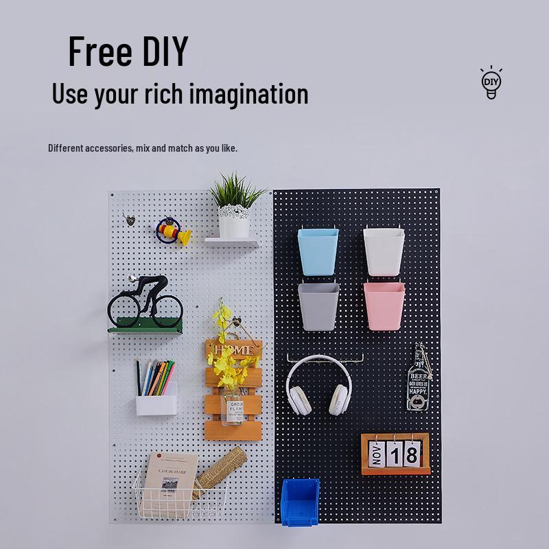 Frameless Wall-Mounted Pegboard Shelf for Display & Storage in Study, Bedroom, Kitchen, or Supermarket