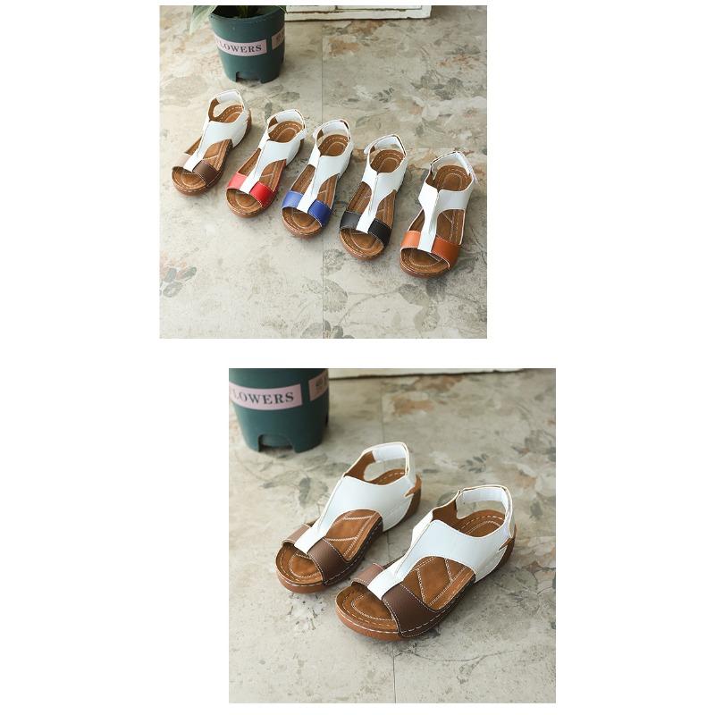 2025 Summer New Plus Size 43 Sandals Women's Wedge Platform Velcro Fish Mouth Sandals