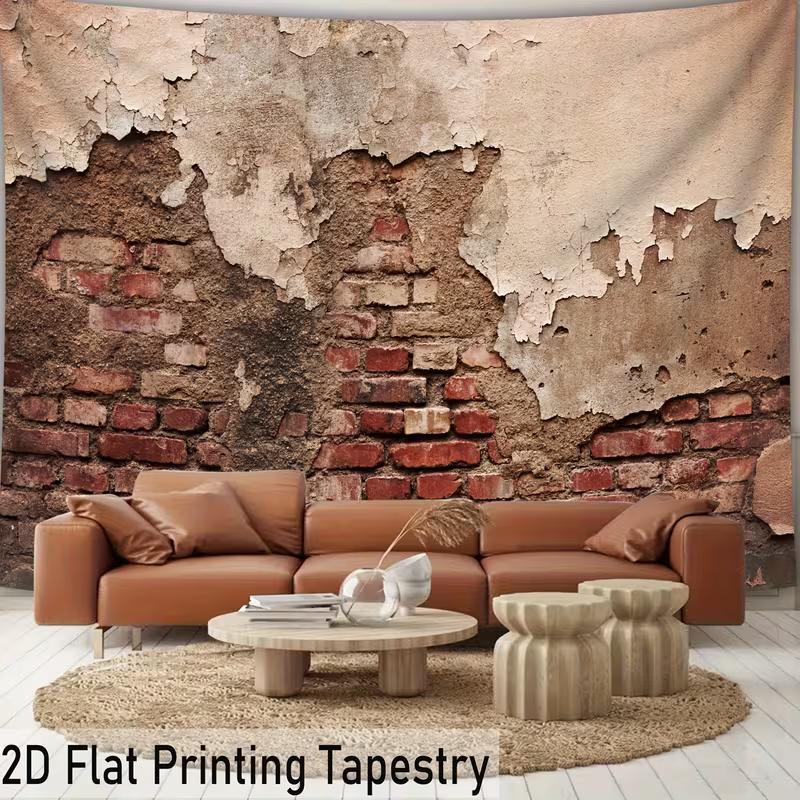 Weathered Brick Wall Tapestry Vintage Industrial Home & Room Decor