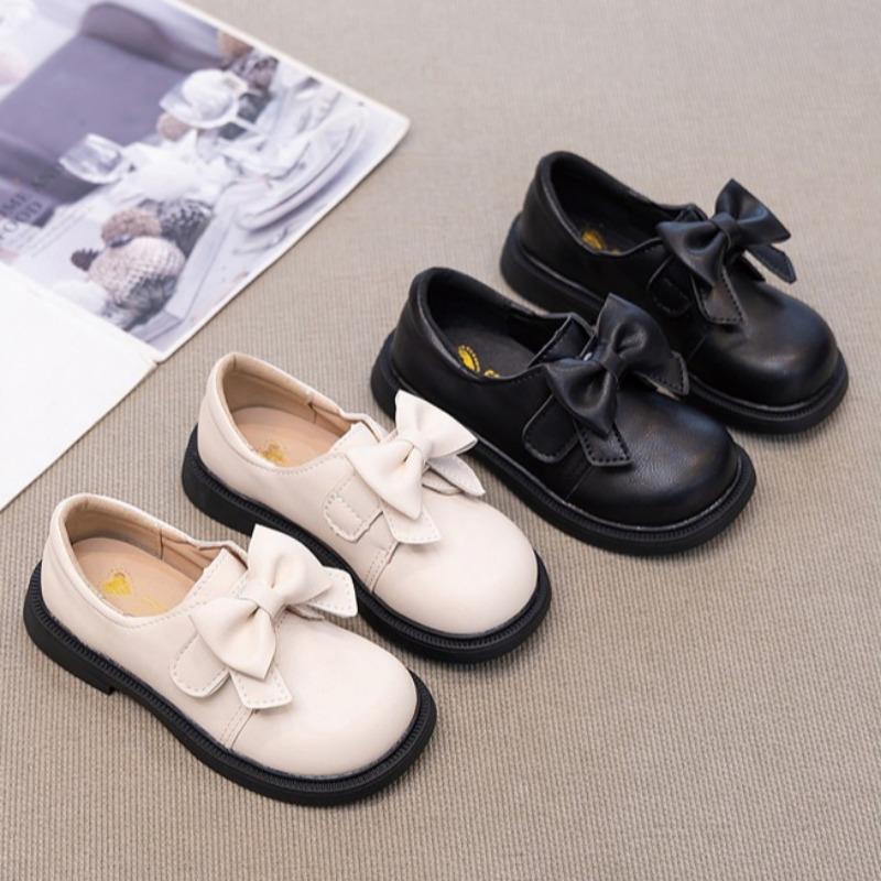 Girls Leather Shoes Spring Bow Performance Shoes Soft Sole Fashion Loafers Mary Jane Shoes for Kids