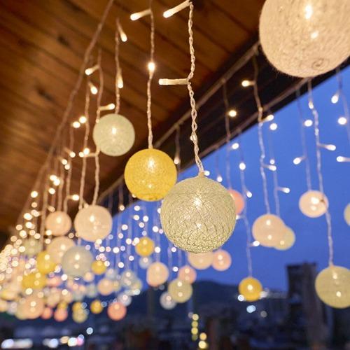 High Quality LED Cotton Ball Curtains, Ice Strip Lights, Solar Energy Waterproof Garden Balconies, Colored Lights with Terrace Atmosphere, Outdoor