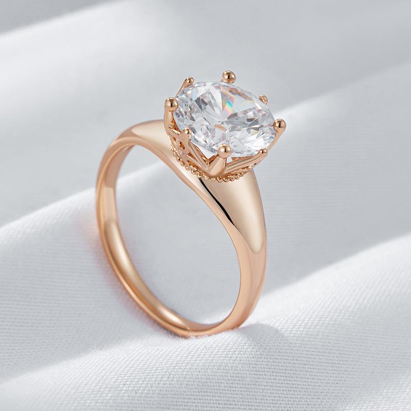 Luxury Shiny Big Natural Zircon Rings For Women Fashion  Rose Gold Color Bride Wedding Ring Daily Fine Jewelry