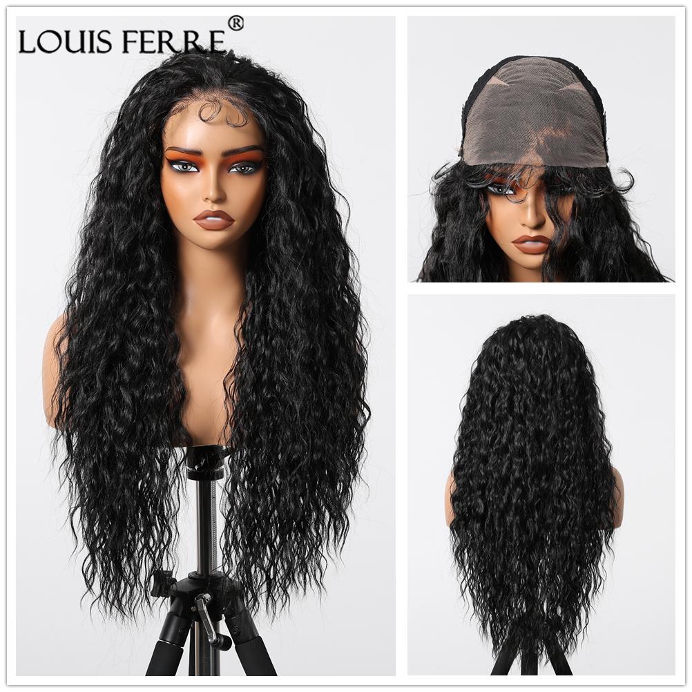 

LOUISFERRE Длинные коричневые 13x6 кружевные синтетические парики коричневые вьющиеся парики для чернокожих женщин натуральные высокой плотности для ежедневного использования