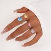 Elegant Square/Star/Heart/Oval Adjustable Ring Cubic Zirconia Embellished Copper Jewelry Trendy Stackable Accessory