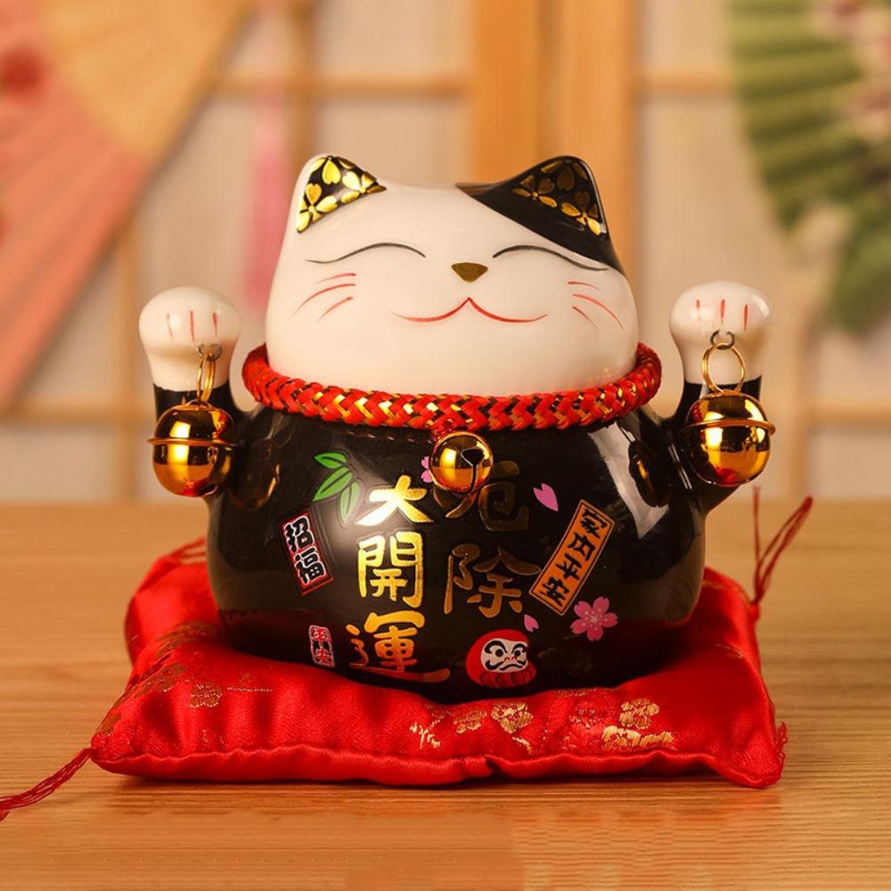 

Chinese Style Cat Money Bank Bell Desktop Decoration Creative Fortune Cat Piggy Bank Coin Storage S-Style 2