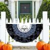 45*90cm Halloween Fan Flag Decorative with Grommets Halloween Semicircle Flag Polyester Ghost Pumpkin Bunting Flag Yard