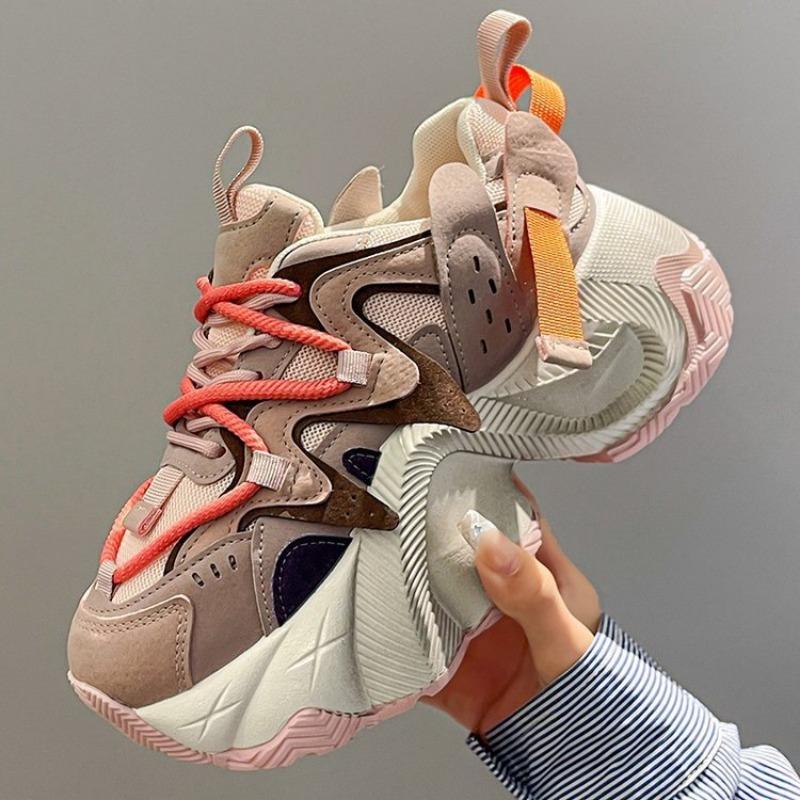 

Thick sole heightening small man spring and autumn fashion round head cross lace-up casual dad shoes women s 34 розовый