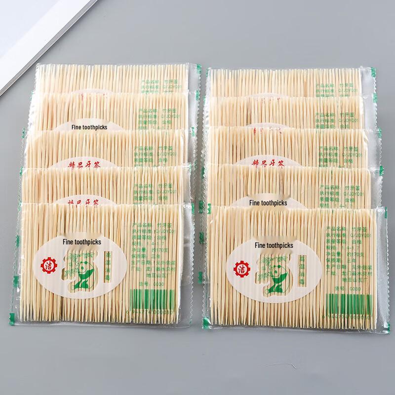 Zhenshijia Double-Headed Bamboo Disposable Toothpicks, 100 Packs