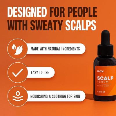 Suero Capilar Carpe para Sudoración - Suero con aceite de argán y raíz de jengibre diseñado para ayudar con las líneas del cabello sudorosas y los cueros cabelludos sudorosos, 1 unidad.